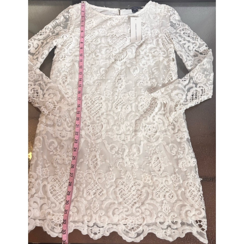 French Connection Dress Womens 6 White Lace Sheer Overlay Bridal Engagement NWT - Picture 7 of 9